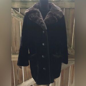 Borgazia Styled by Dubrowski & Joseph Dark Brown Faux Fur Coat Size 12